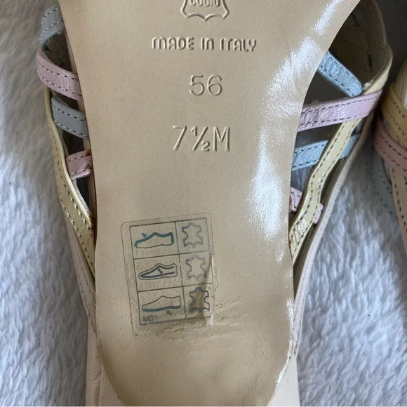 NEW Via Spiga Pastel Colors Kitten Heels Leather Sandals | 7 - Picture 8 of 11
